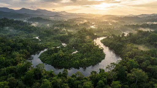 Panorámica del Río Atrato serpenteando la selva del Chocó